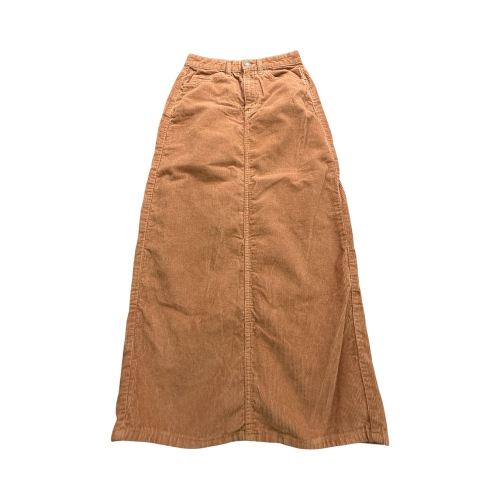 Cotton On Maxi Skirt Womens 2 Brown Corduroy High Waist Long Workwear